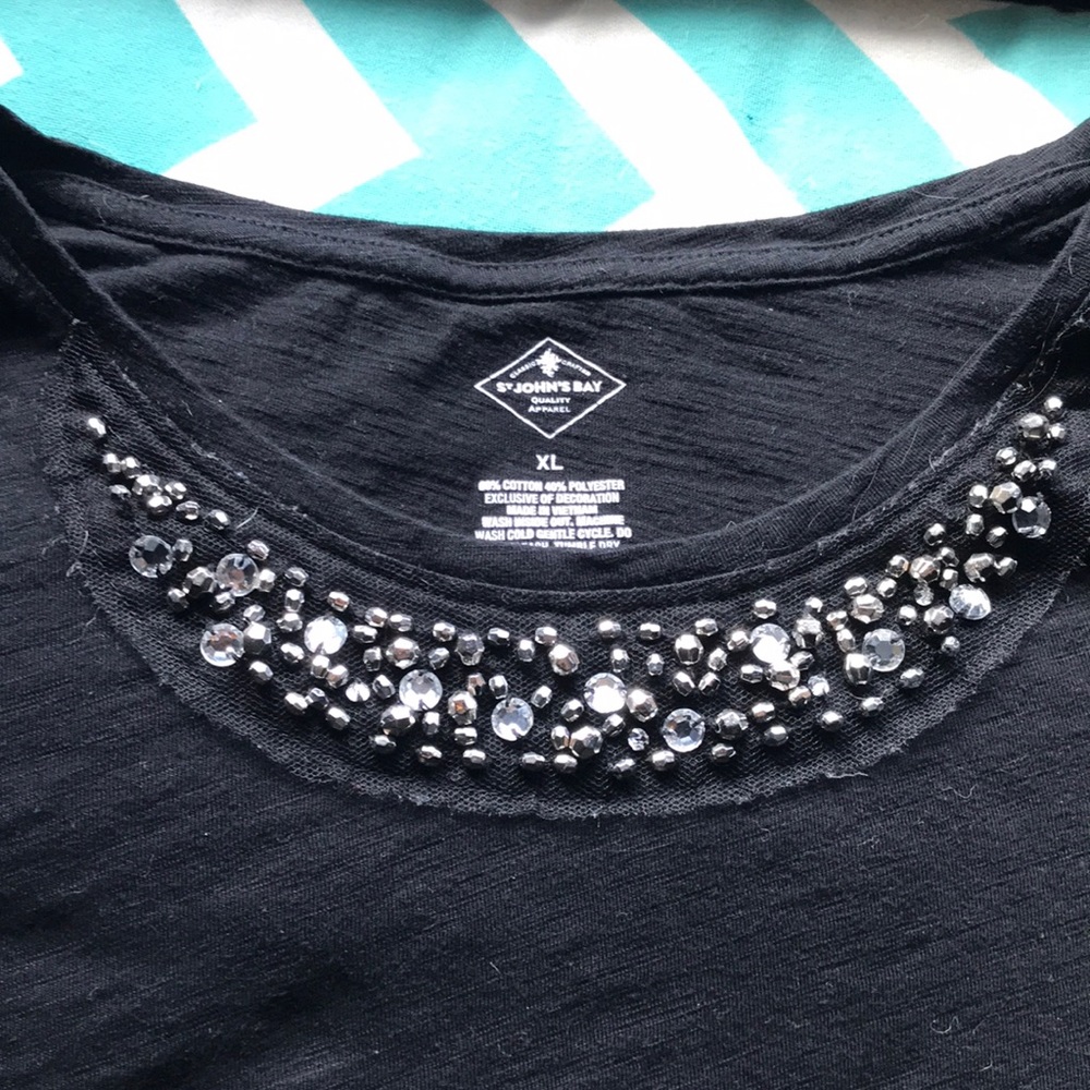 Black 3/4 length Shirt with detail